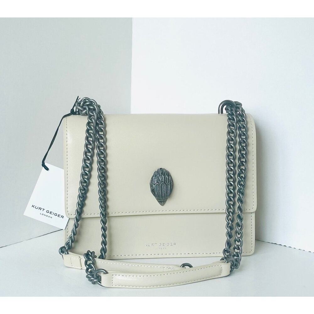 Kurt Geiger Shoreditch Crossbody Bag Bone Leather Eagle Head Chain Large